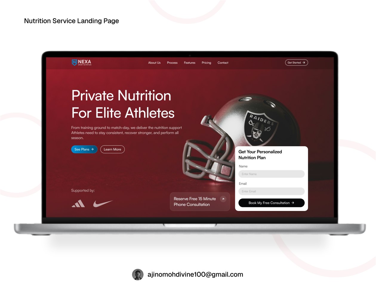 Nexa Sport landing page on a laptop