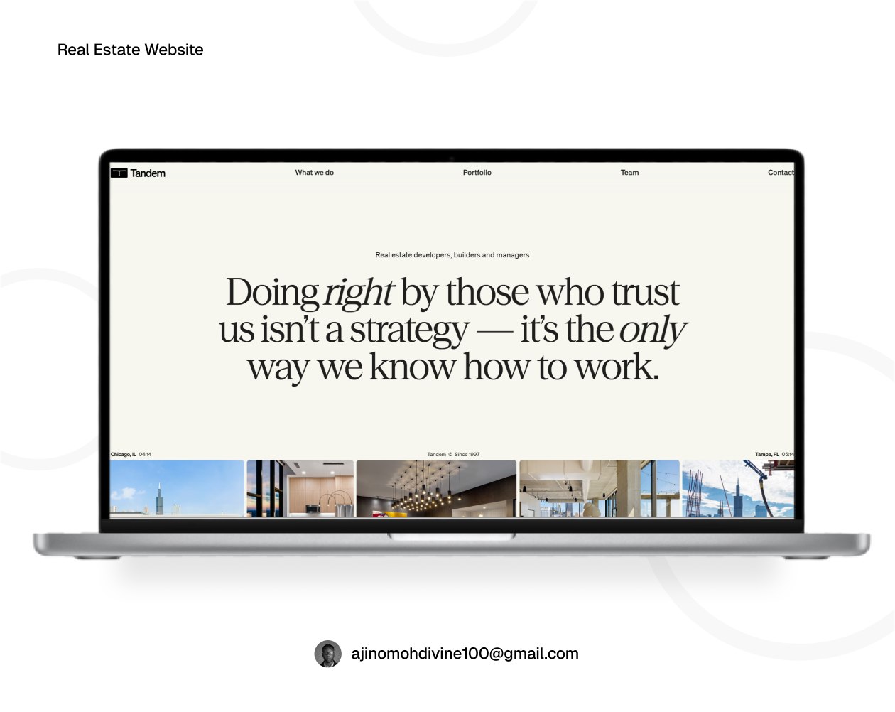 Tandem real estate website on a laptop